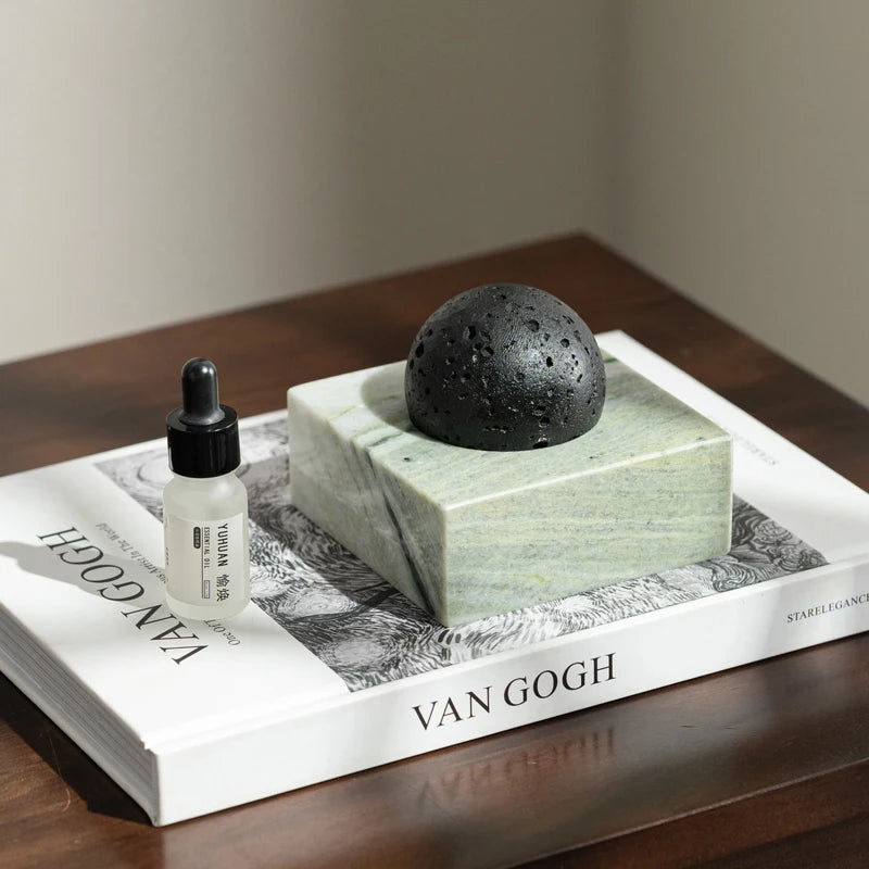strata lava rock essential oil diffuser marble base — shh. studio.