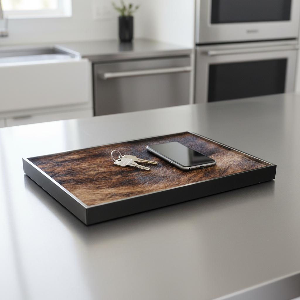 stage stainless steel horsehair decorative tray — shh. studio.