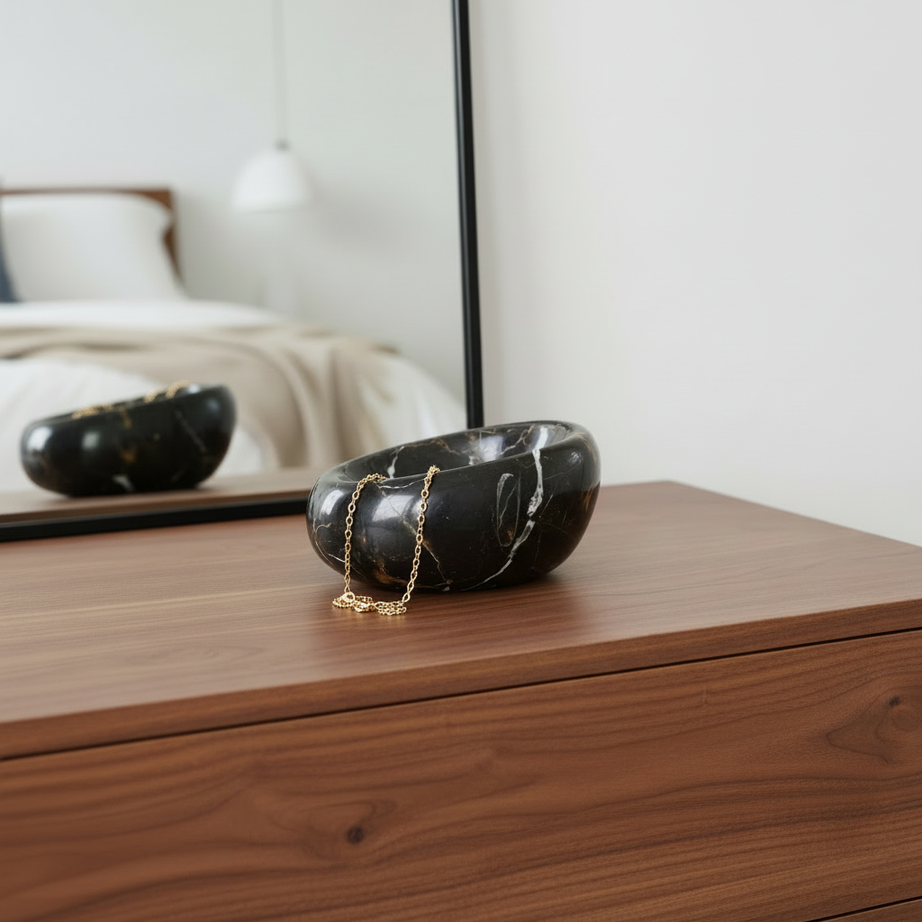 drift standard marble stone catchall bowl — shh. studio.